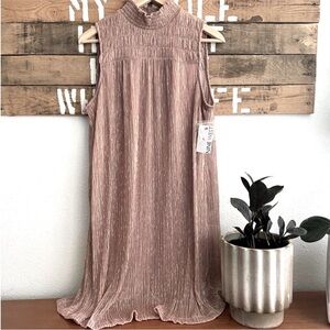 Nine West Sleeveless Flare Dress Blush Metallic Material Sz M 65% Off) NEW!